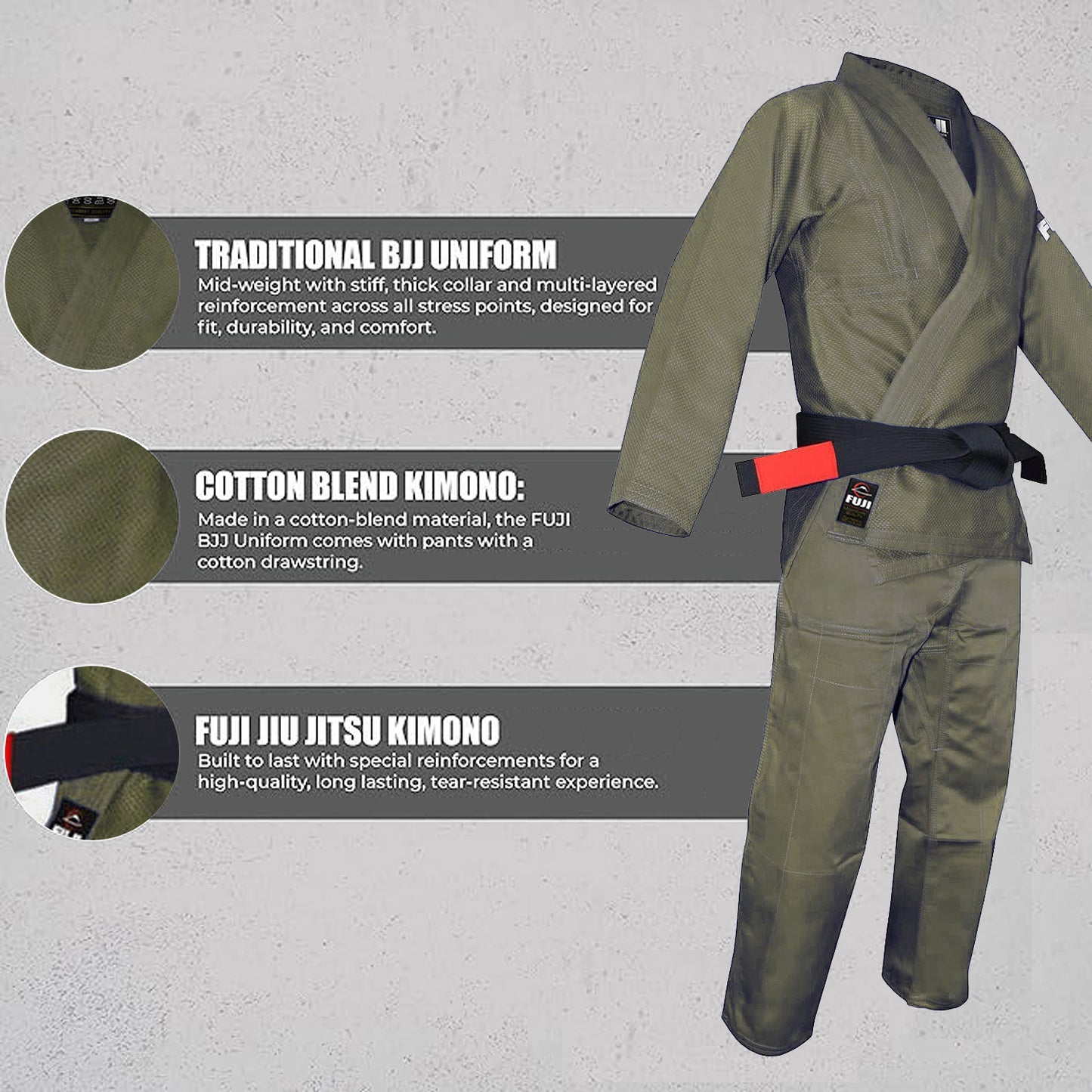 Fuji BJJ Gi - Original Brazilian Jiu Jitsu Uniform (Army Green) | Fuji Outlet