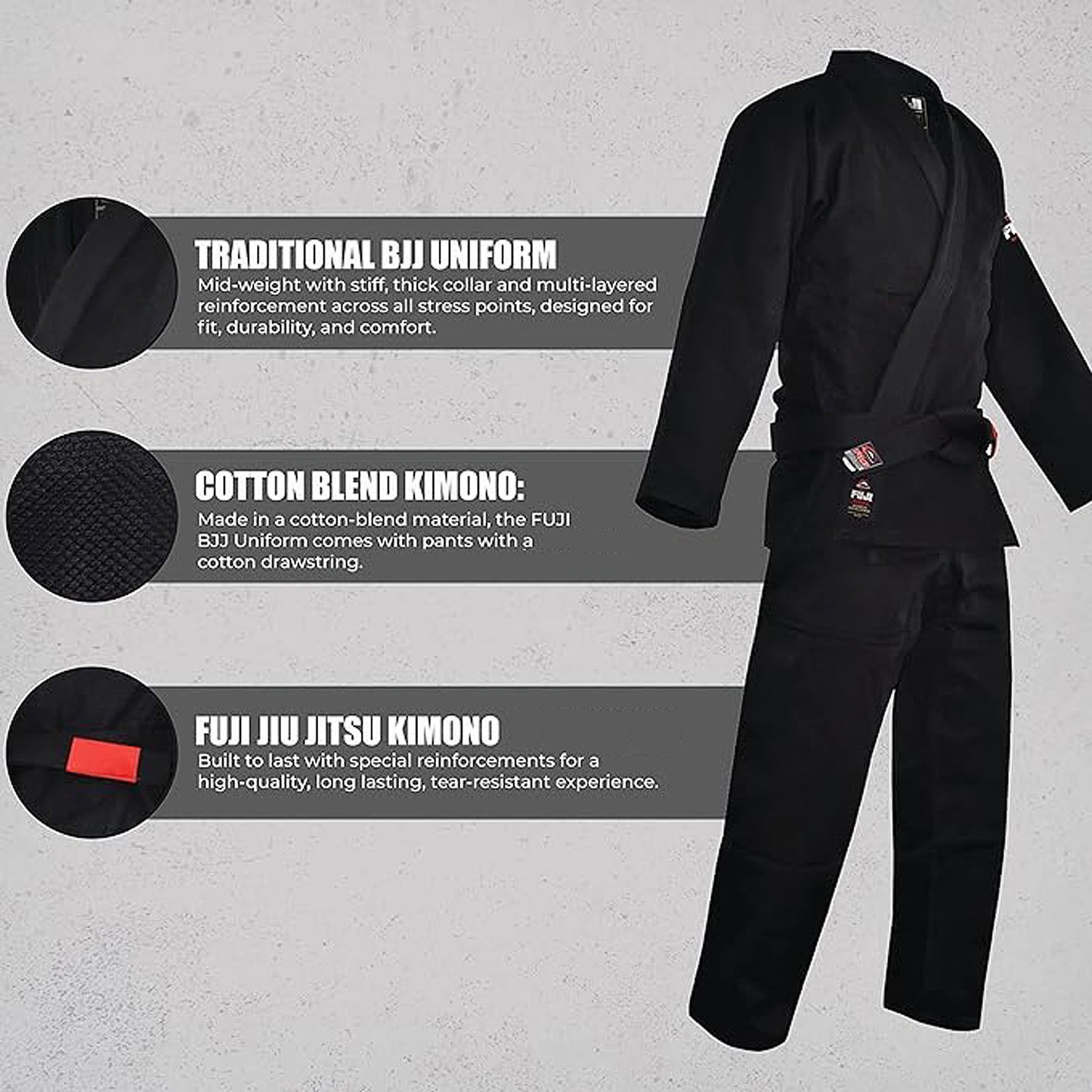 Fuji BJJ Gi - Original Brazilian Jiu Jitsu Uniform (Black) | Fuji Outlet