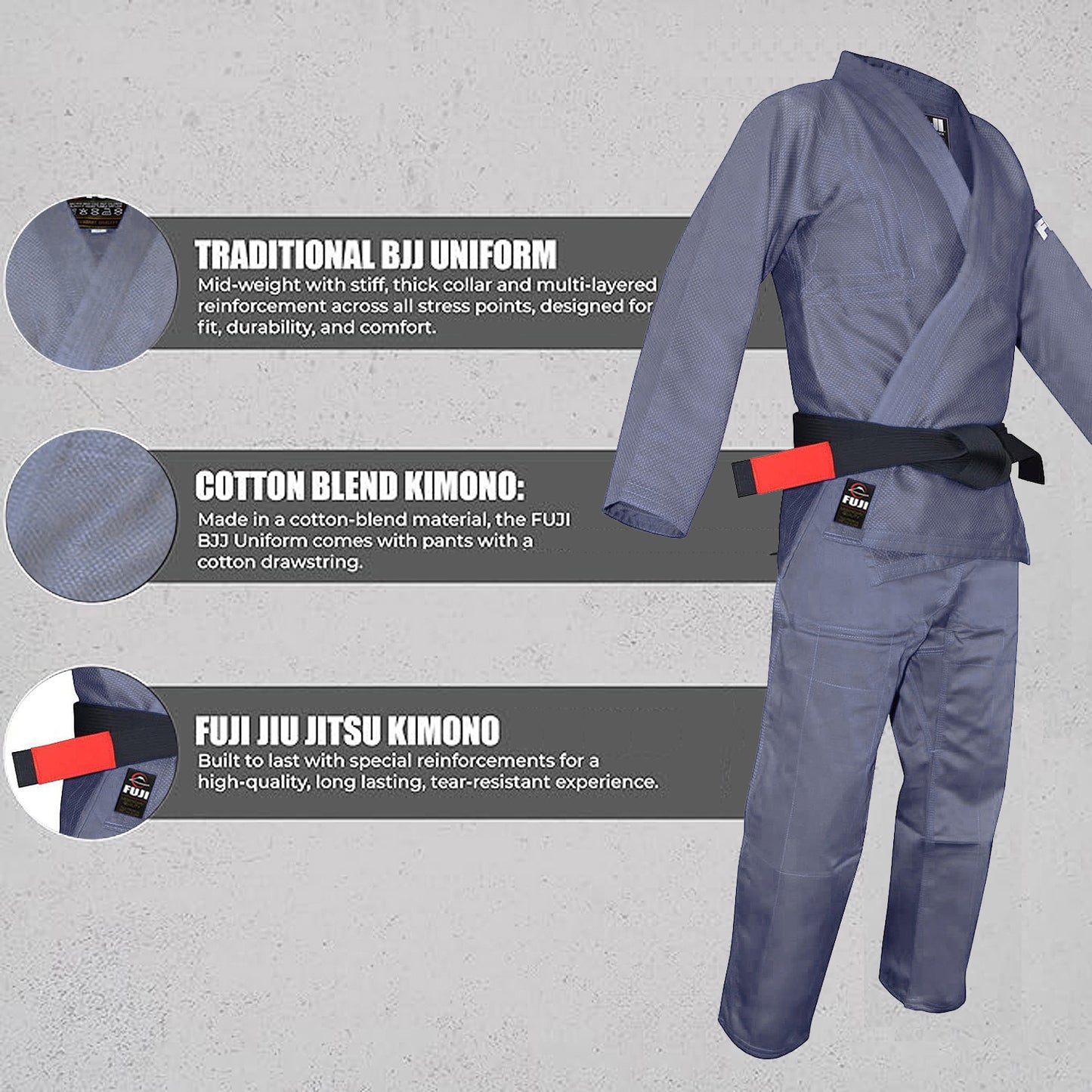 Fuji BJJ Gi - Original Brazilian Jiu Jitsu Uniform (Grey) | Fuji Outlet