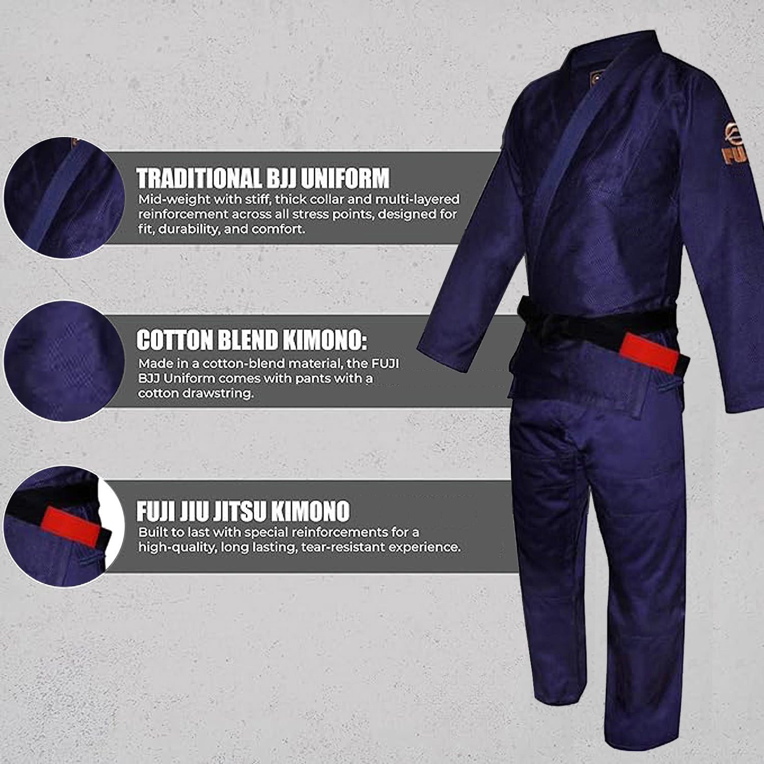 Fuji BJJ Gi - Original Brazilian Jiu Jitsu Uniform (Navy Blue) | Fuji Outlet